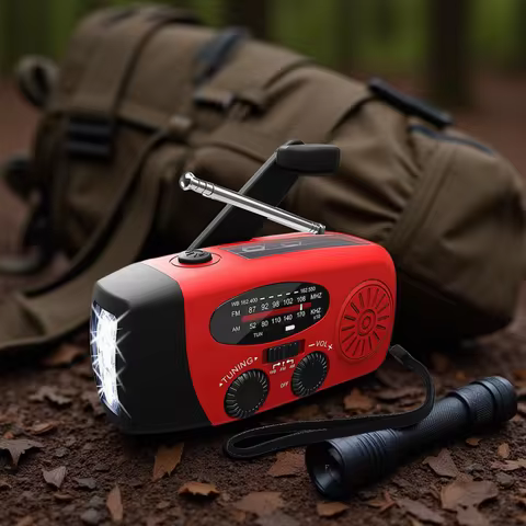 Multifunctional Portable Radio Hand Crank Solar Power FM AM WB NOAA Weather Radio Emergency LED Flashlight Flashlight Power Bank