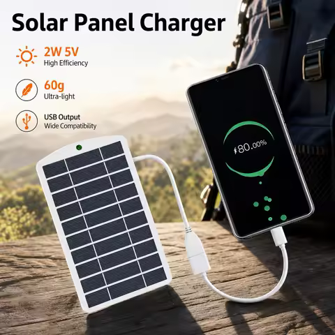 Portable USB Solar Panel Charger Safe Stable Charger Compatible with Phones Fans Flashlights for Outdoor Travel Camping