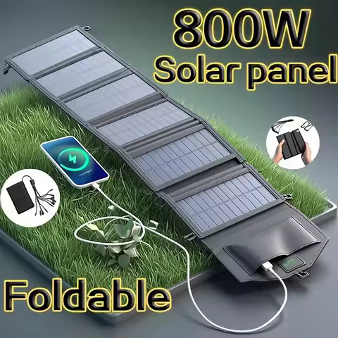 800W High Power 6 Fold Portable Solar Panel 20wh Fast Charger USB 5V DC Full Time Mobile Power Supply