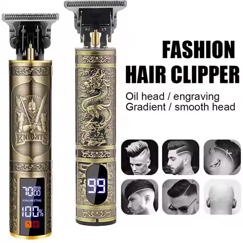 Cordless Hair Trimmer Vintage Hair Clipper USB Fast Charging Hair Cutting Machine Electric Shaver Barber Professional Barber