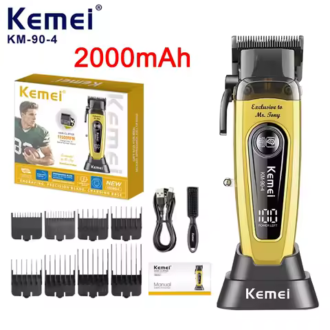 Kemei KM-90-4 Professional 11500 RPM Hair Clipper for Barbers Rechargeable Trimmers Brushless Motor Hair Cutting Machine for Men