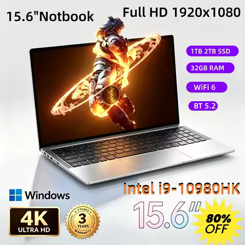 15.6 Inch laptop windows Pre-installed intel corei9- i9-10980HK 32GB RAM 2TB SSD Gaming PC office laptops fingerprint unlock