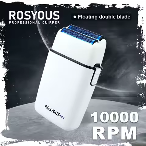 ROSYOUS RS620 Double Foil Blue Hypoallergenic Knife Net 10000RPM USB Cordless Professional Barber Shaver Hair Cutting Machiner