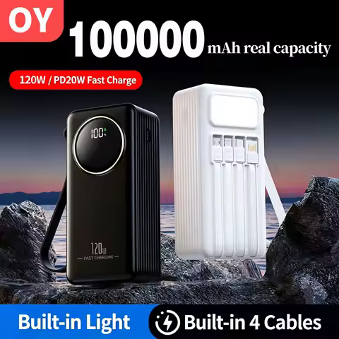 OY 120W Super Fast Charging Large Capacity Mobile Power Bank 200000mAh Comes with Cable Portable National Certification