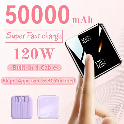 Mini 500000mAh Power Bank Portable Charger Mirror Screen LED Digital Powerbank External Battery for iPhone Huawei