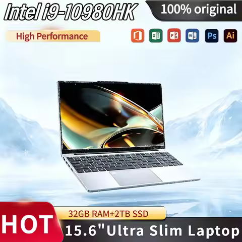 Intel Core i9 10980HK 15.6 Inch Gaming Laptop 32GB RAM 2TB SSD Fingerprint Unlock 4K WiFi 6 Ultrabook Pro Max Speed