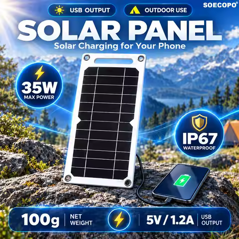 Portable Solar Panel 35W Sunpower 5V Solar Plate WithUSB Safe Stabilize Charger ForPower Bank Phone Outdoor Camping Home RV Gift