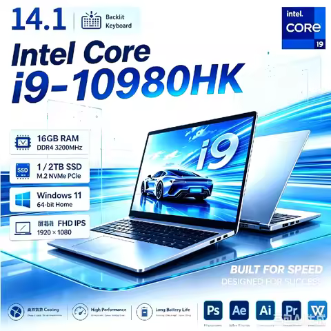 Portable 14.1"" IPS 19201080 Laptop 2026 Gaming Notebook PC Intel Core i9‑10980HK 16GB RAM 1TB SSD High‑Performance Computer