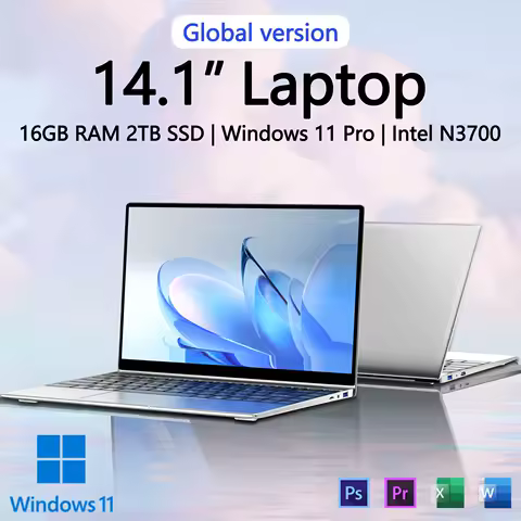 New Ultra Slim Laptop 14.1"" 16GB RAM 2TB SSD Intel 4405U Gaming PC 1920*1080 Display Office Study Computer PC Windows 11 Pro