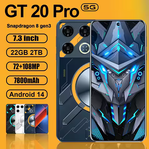 Global Version GT20 Pro Mobile Phones Snapdragon 8 Gen3 Smartphone 5G 7800mAh Battery Cellphones 16G+1TB Face Unlocked