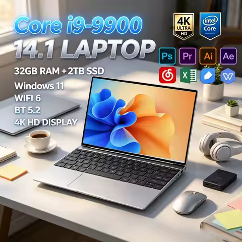 2026 14.1"" Slim I9-9900 Laptop,32GB 2TB NVMe SSD,Win11 Pro,WIFI6 BT5.2 FHD Notebook for Gaming Design Office Study