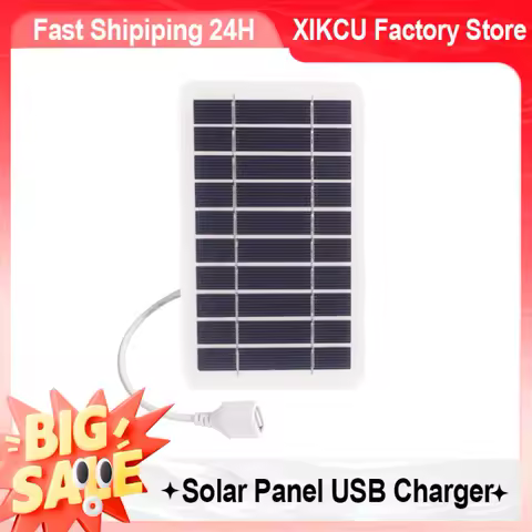 XIKCU Portable Solar Panel Charger USB Safe Stable Charger, Compatible with Phones, Fans, Flashlights for Outdoor Travel Camping