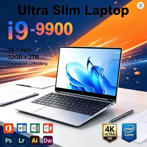 Intel Core I9 9900 14.1 Inch Gaming Laptop 32GB RAM 2TB SSD 1920x1080 8C16T 5GHz Ultra Slim Notebook Office Home Pro Max Speed