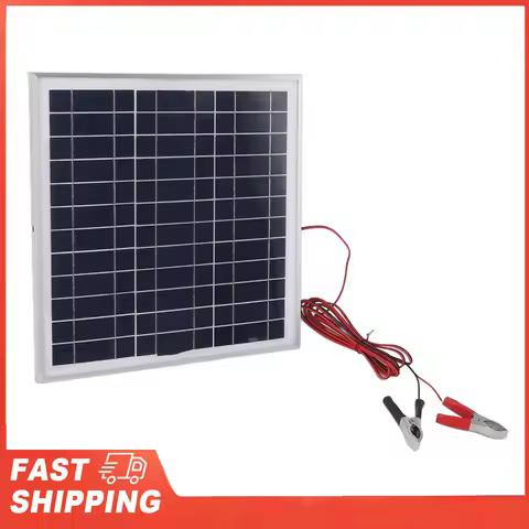 50W Portable Solar Panel Aluminum Frame Monocrystalline Silicon Solar Panel with 9.8FT Cable DC 18V Red and Black Battery Clips