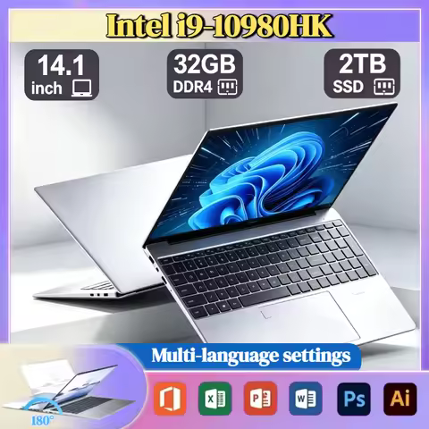 Intel Core i9 10980HK 14.1 Inch Pro Laptop 8C 16T 2.4GHz Base 5.3GHz Boost 16MB 45W 32GB RAM 2TB M.2 SSD Gaming Office