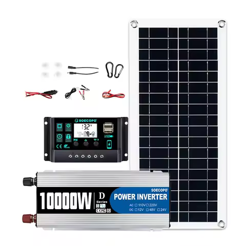Solar System 10000W Complete Kit 12V To 220V 100A Controller 200W Panel Solar Power Generator for Home/Camping Backup Battery